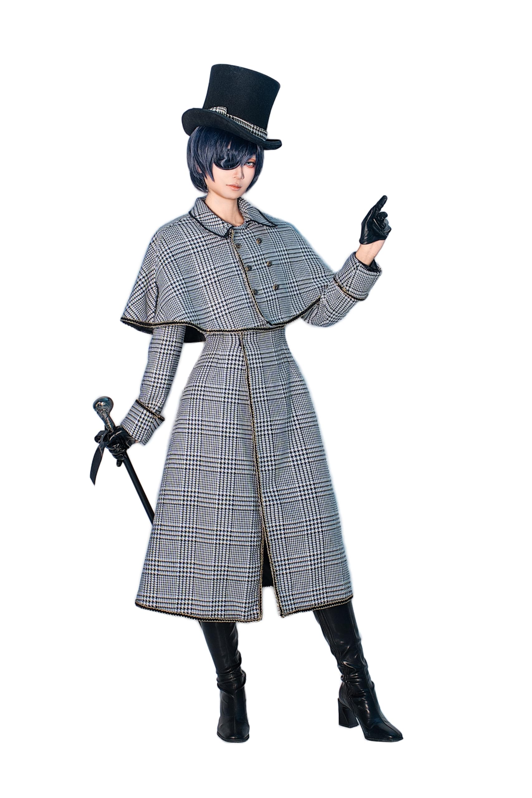 OSIAS Ciel Phantomhive Houndstooth Cosplay Costume (XXL)