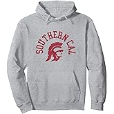 Mademark USC Trojans Men's Classic Distressed 80s Design Grey Solid Color Cotton Pullover Hoodie