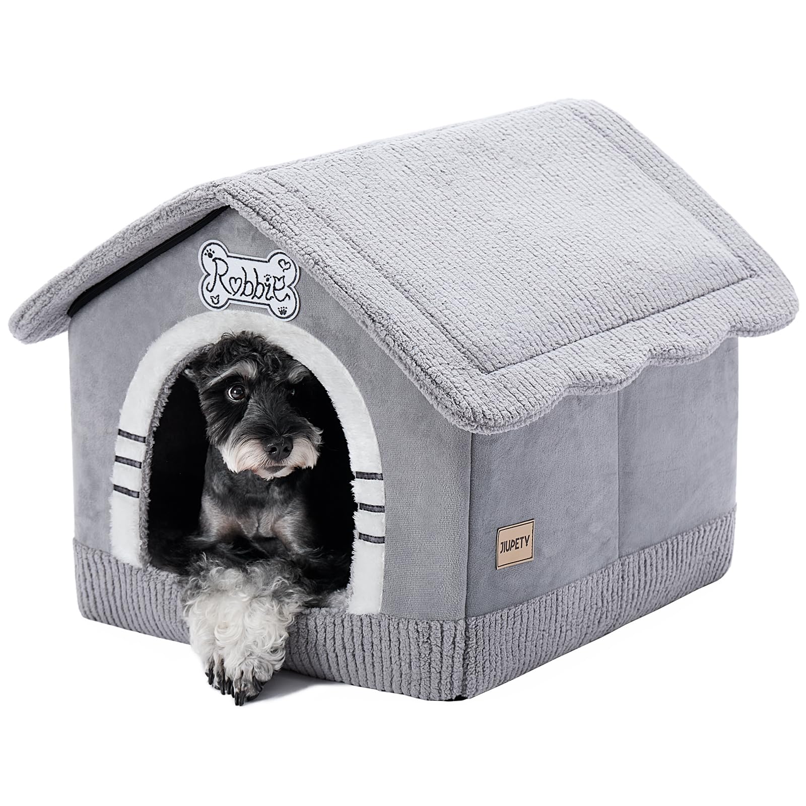 Photo 1 of Jiupety Indoor Dog House with Frame, Large Dog Cave Bed, Insulated Cozy, Suitable for 15-30 lb, Large (20"×18"×18"), Gray