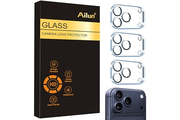 Ailun 3 Pack Camera Lens Protector for iPhone 17 Pro Max,Tempered Glass,9H Hardness,Ultra HD,Anti-Scratch,Case Friendly,Does 