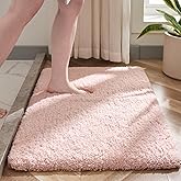 Disolla Small Bathroom Rug 17x24 Non Slip Fluffy Bath Mat for Bathroom Floor Washable Plush Luxury Bath Rug for Tub Soft Shaggy Absorbent Shower Mat, Sakura Pink