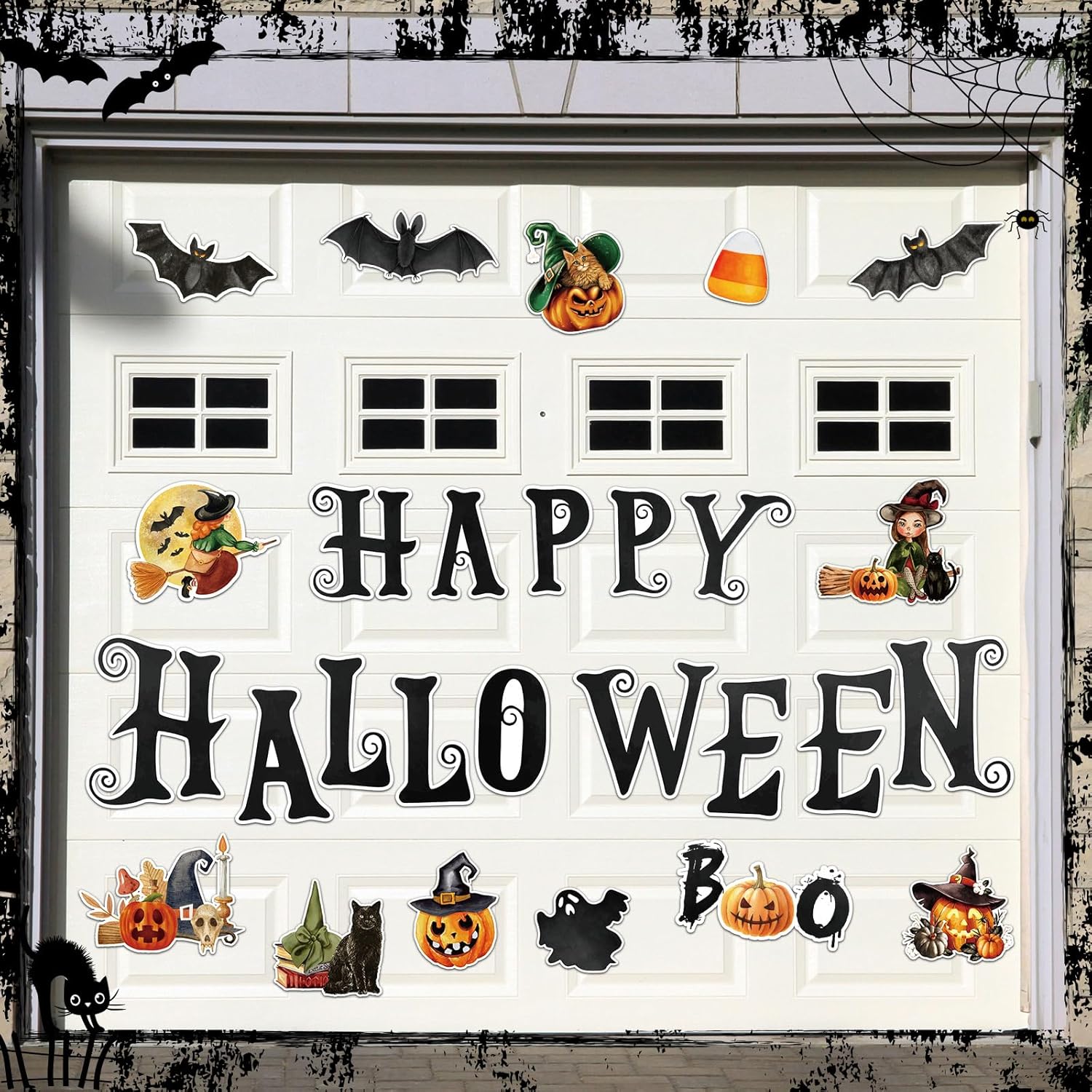 Garage Door Decorations - Kanayu 27 Pieces Halloween Garage Door Decorations Magnetic Halloween Garage Door Magnets Decoration Halloween Full Car Magnets with Witch Ghost Pumpkin for Halloween Party Supplies Home Decorations