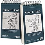 5.5" x 8.5" Sketchbook Set, Top Spiral Bound Sketch Pad, 2 Packs 100-Sheets Each (68lb/100gsm), Acid Free Art Sketch Book Art