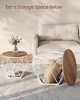 VASAGLE Round Coffee Table Set of 2 Honey Brown Cloud White LET040K41 view 5