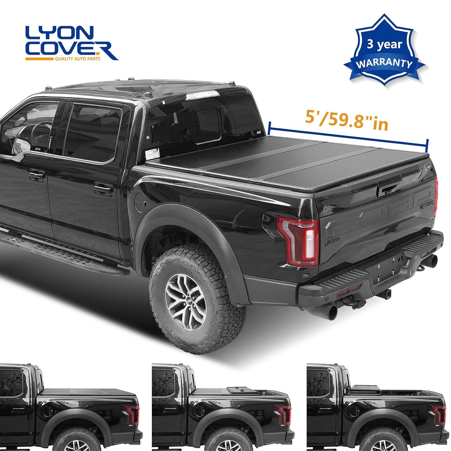 Lyon Cover 55ft 671 Inches Hard Tri Fold Truck Pickup Bed For 2015 2019 Ford F150 Tonneau Cover Led Lamp 3 Years Warranty