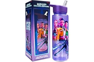 KPop Demon Hunters Officially Licensed Huntrix Water Bottle for Girls, 25oz Leak Proof with Straw Lid, Gifts for Girls