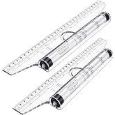 Frienda 2 Pieces Plastic Rolling Ruler Parallel Drafting,12 Inch | Transparent Measuring Tool for Drawing Parallel Lines, Architect Office Math Design, Engineer Student Drafting Supplies