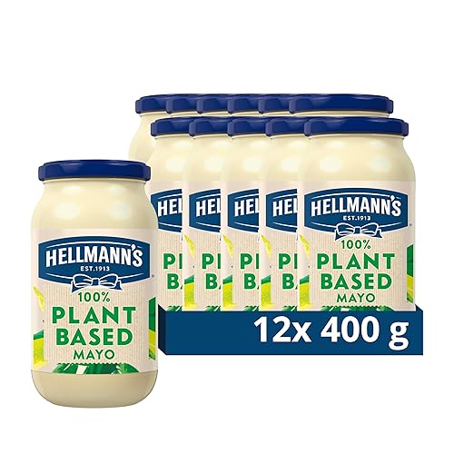 Hellmann's 100% Plant-Based Mayo good source of omega 3 great tasting vegan Mayo 12x 400 g