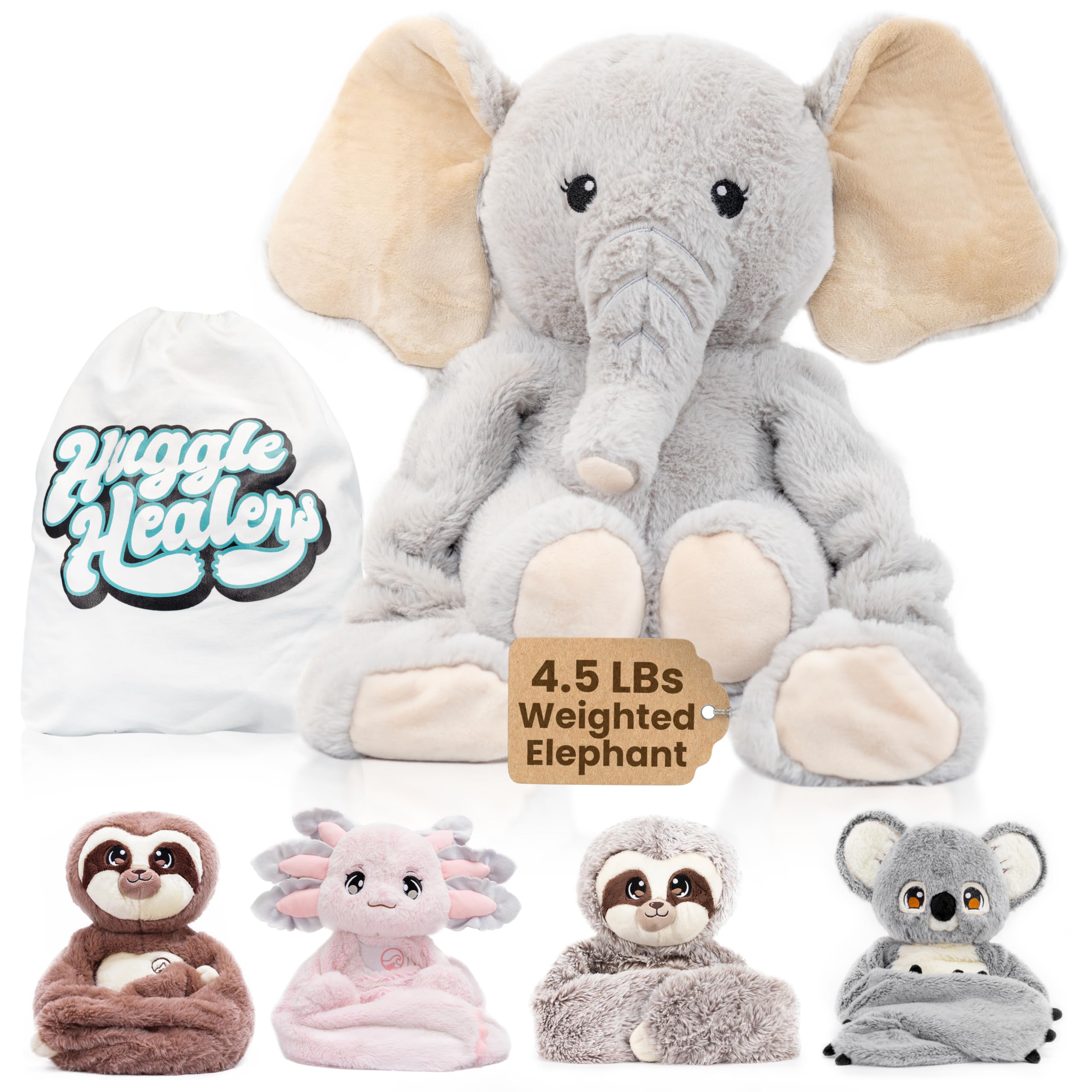 Photo 1 of Weighted Elephant Stuffed Animal 4.5 lbs - 38" Long Comforting Arms for Soothing Hugs - Premium Weighted Plushies, Weighted Stuffed Animals for Anxiety & Stress Relief - Hathi Elephant