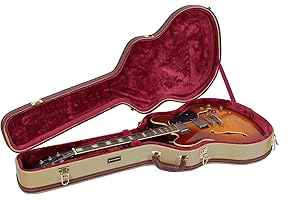 Crossrock Case for 335 Style 6 Strings Semi-Hollow Electric Guitars-Wooden-Vintage Hardware, Sponge Lining, Metal Feet, Stora