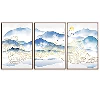 SIGNWIN 3 Piece Framed Canvas Wall Art Abstract Landscape Canvas Prints Home Artwork Decoration for Living Room,Bedroom - 16