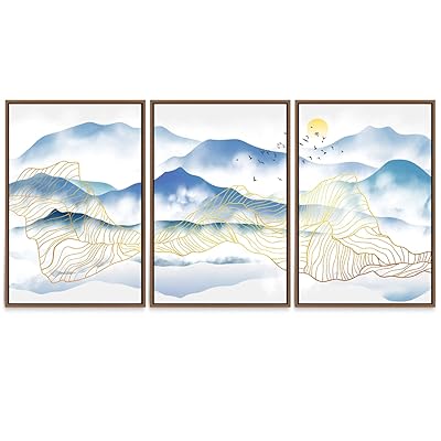 SIGNWIN 3 Piece Framed Canvas Wall Art Abstract...