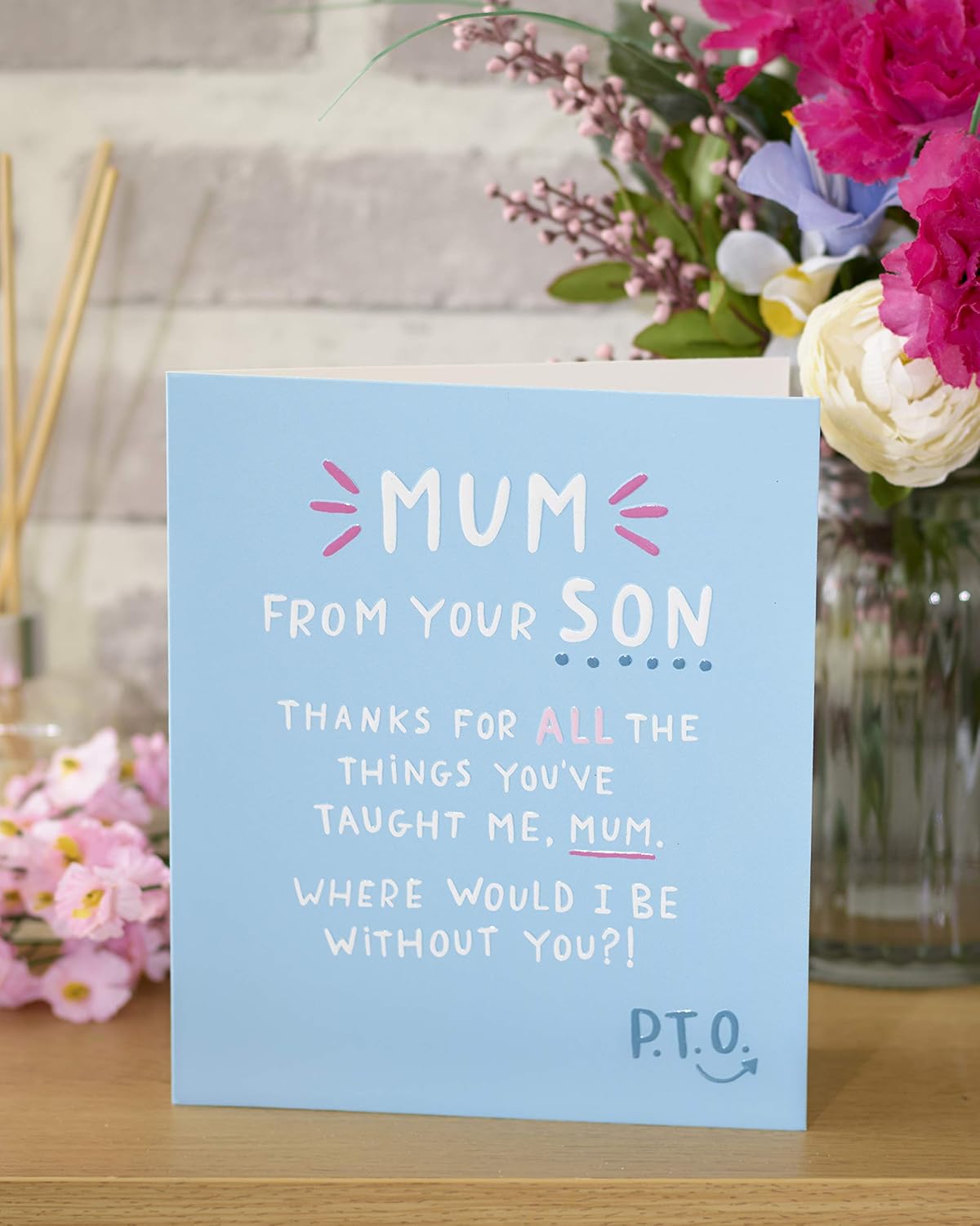 UK Greetings Mother's Day Card from Son With Envelope - Funny Design, Blue - Image 5