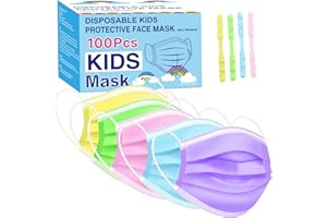 Rasav Kids Disposable Face Masks 100Pcs,3 Ply Kids Masks Disposable Breathable Colorful Cute Face Masks for Children, Girls &