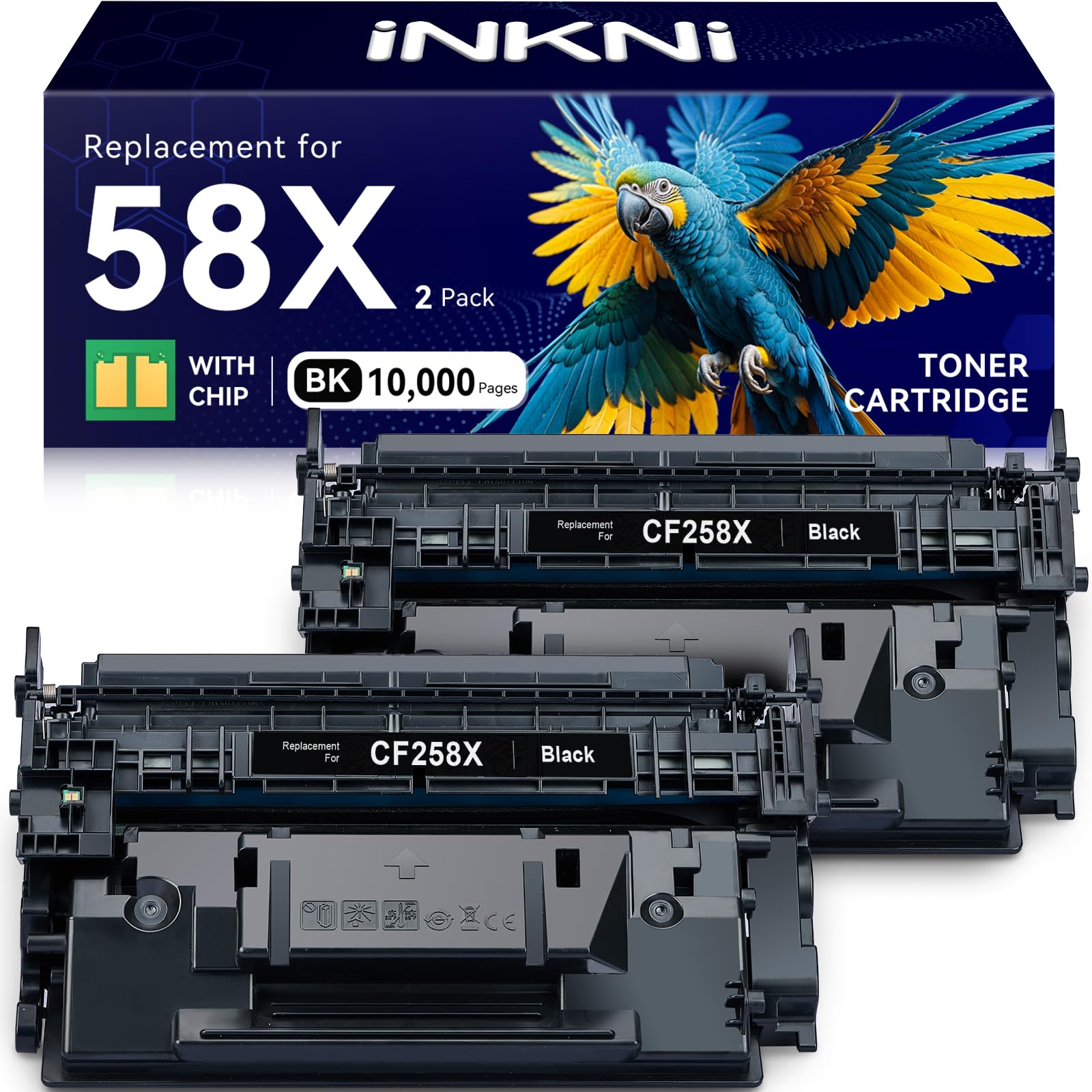 Photo 1 of InkNI CF258X 58X Toner Cartridge (with Chip) Compatible Replacement for HP 58X CF258X 58A CF258A for LaserJet MFP M428fdw M428fdn M428dw M404 M428 Pro M404n M404dn M404dw Printer(2 Pack)