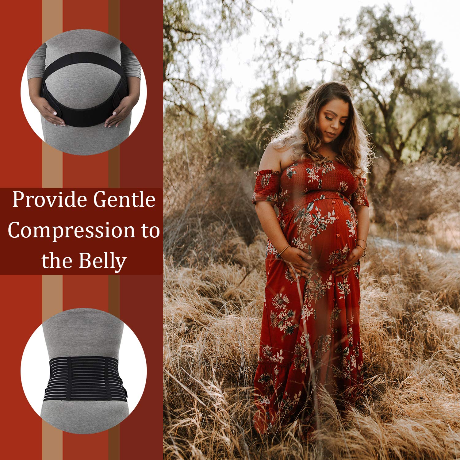 Houseables Maternity Belly Band and Abdominal Binder, Breathable Pregnancy Support Belt, Size Large, Black, Elastic Waist Support, Prenatal Back Brace, Pain Relief Wrap: Industrial & Scientific