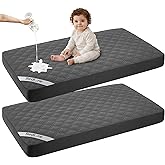 BEDLORE Crib Mattress Protector Waterproof 2 Pack for Standard Toddler Bed | Gray, 52''x28'', Noiseless, Machine Washable Mattress Cover, Ultimate Protection for Your Baby's Crib Toddler Bed
