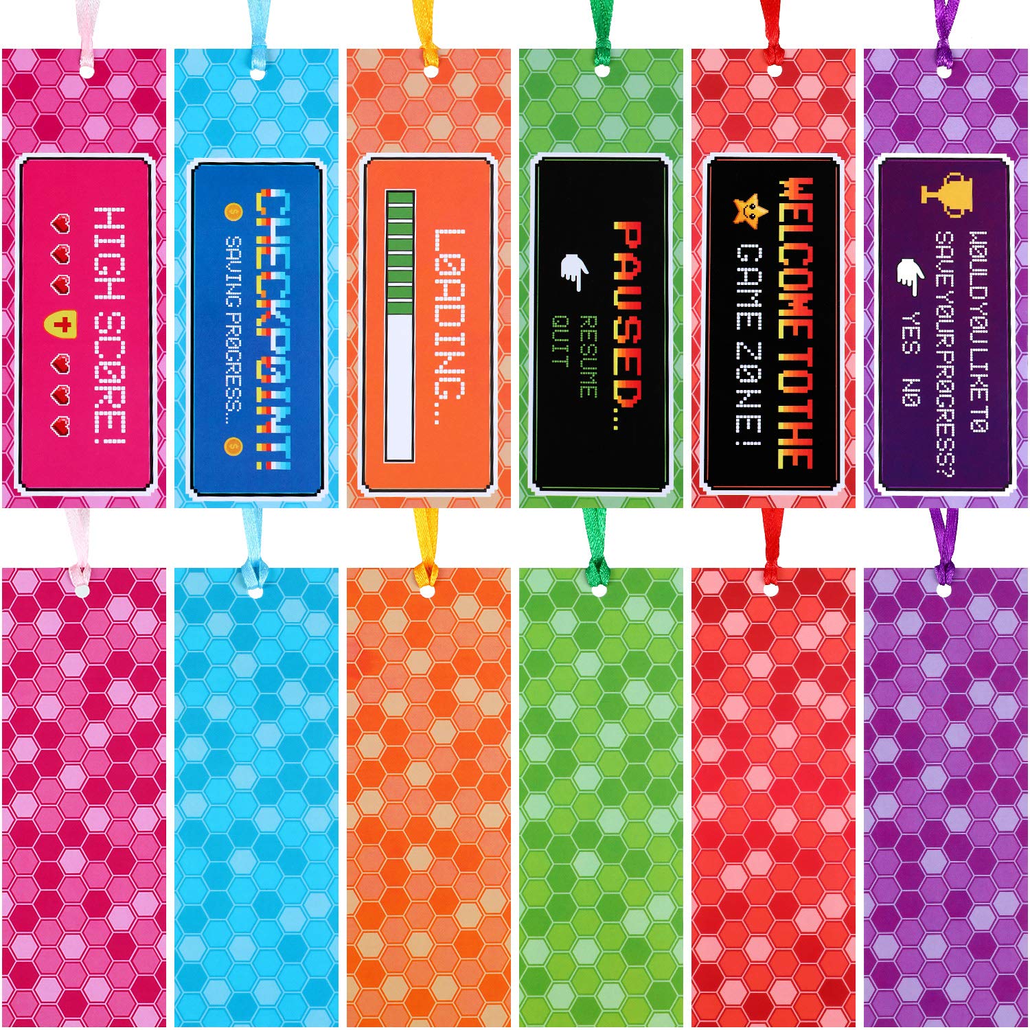 Buy 60 Pieces Video Game Bookmarks Pixelated Bookmarks Craft Paper Tag