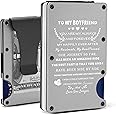 To My Boyfriend Gift | Men Minimalist Personalized Engraved Metal Wallet from Girlfriend | Custom Love Message Slim Aluminum Card Holder with Money Clip | Birthday Anniversary Christmas Valentines Day