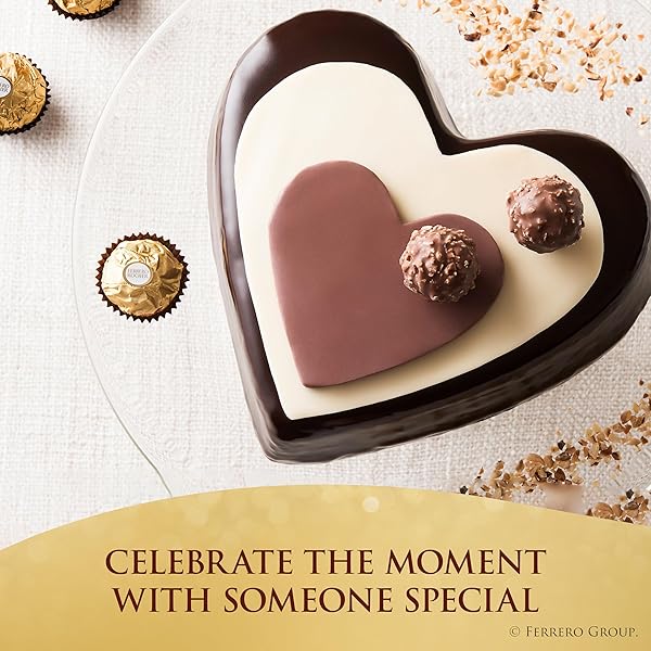 FERRERO ROCHER GOURMET HAZELNUT MILK CHOCOLATE VALENTINE’S DAY GIFT BOX, 42 INDIVIDUALLY WRAPPED CHOCOLATES FOR GIFTING, 18.5 OZ