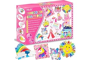 7july Unicorn Craft Box-12 Fun Arts and Crafts for Kids Ages 4-8,Educational Creative Toys, Art and Crafts Projects & Activities Kit with Supplies,Gift for Girls 3 4 5 6 7 8 Years Old