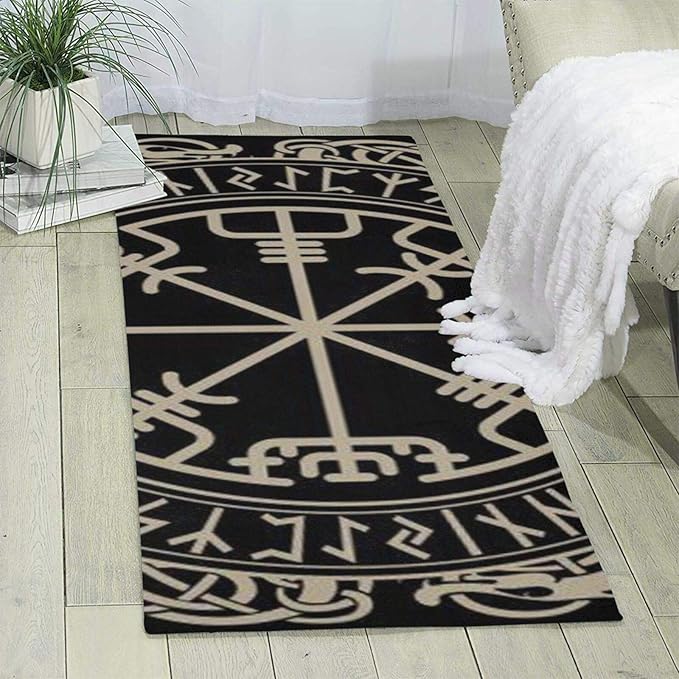 Magical Design Norse Runes Compass Carpet, Soft Indoor Area