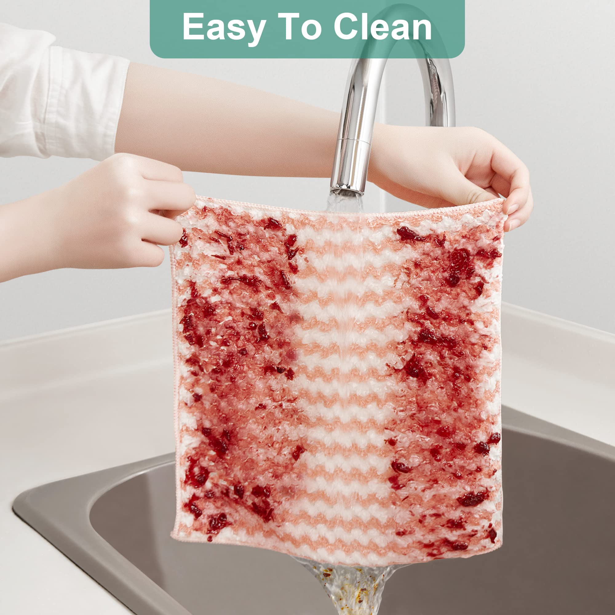 JOYMOOP 18 Pack Microfiber Cleaning Cloth, Kitchen Towels for Dish Drying Washing, Absorbent Streak Free Lint Free Rags for Cleaning, Reusable and Washable Towels - 10