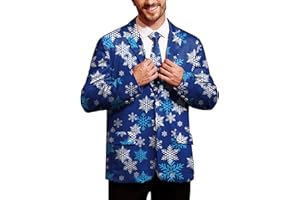 Arvilhill Men's Christmas Blazer with Tie - Ugly X-Mas Festive Jacket - Christmas Theme Party Suit for Men (S-XXL)