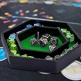 SIQUK Dice Tray with Lid Hexagon Green Dice Rolling Tray for DND RPG Games view 6