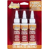Aleene's Fabric Fusion Glue .66 oz 3-Pack, Permanent and Washable Adhesive, Dries Flexible, Strong Bond on Fabrics, Clothing, Denim, Polyester, Cotton, Flannel Materials