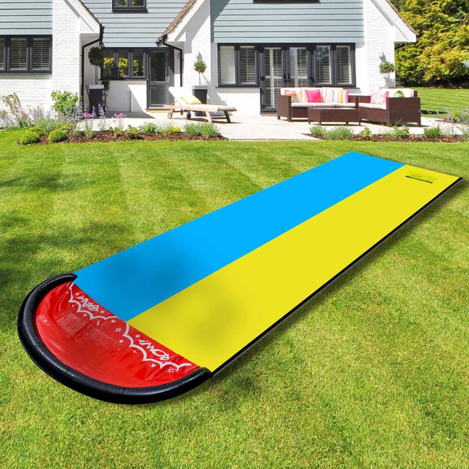Lawn Water Slides for Kids Adults - Garden Backyard Giant Racing Lanes and Splash Pool, Outdoor 15.7FT Water Slides with Crash Pad Outdoor Water Toys: Kitchen & Dining