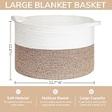 TIMEYARD XXXLarge Cotton Rope Basket White Brown 55x55x35cm Handles view 3