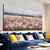 GAIDUOMAI Wildflowers Canvas Art Contemporary Wall Art for Home Blue Sea Wall Decor Large Painting for Living Room Rustic Bedroom Decor 29x58 Inch