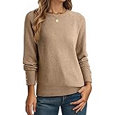 Dokotoo Womens Sweaters Casual Long Sleeve Fashion Crewneck Knit Solid Button Pullover Sweater Jumper Tops