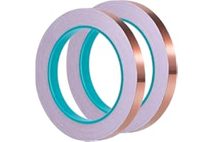 Zehhe Copper Foil Tape with Double-Sided Conductive - EMI Shielding,Stained Glass,Soldering,Electrical Repairs,Paper Circuits,Grounding (1/4inch - 2packs)