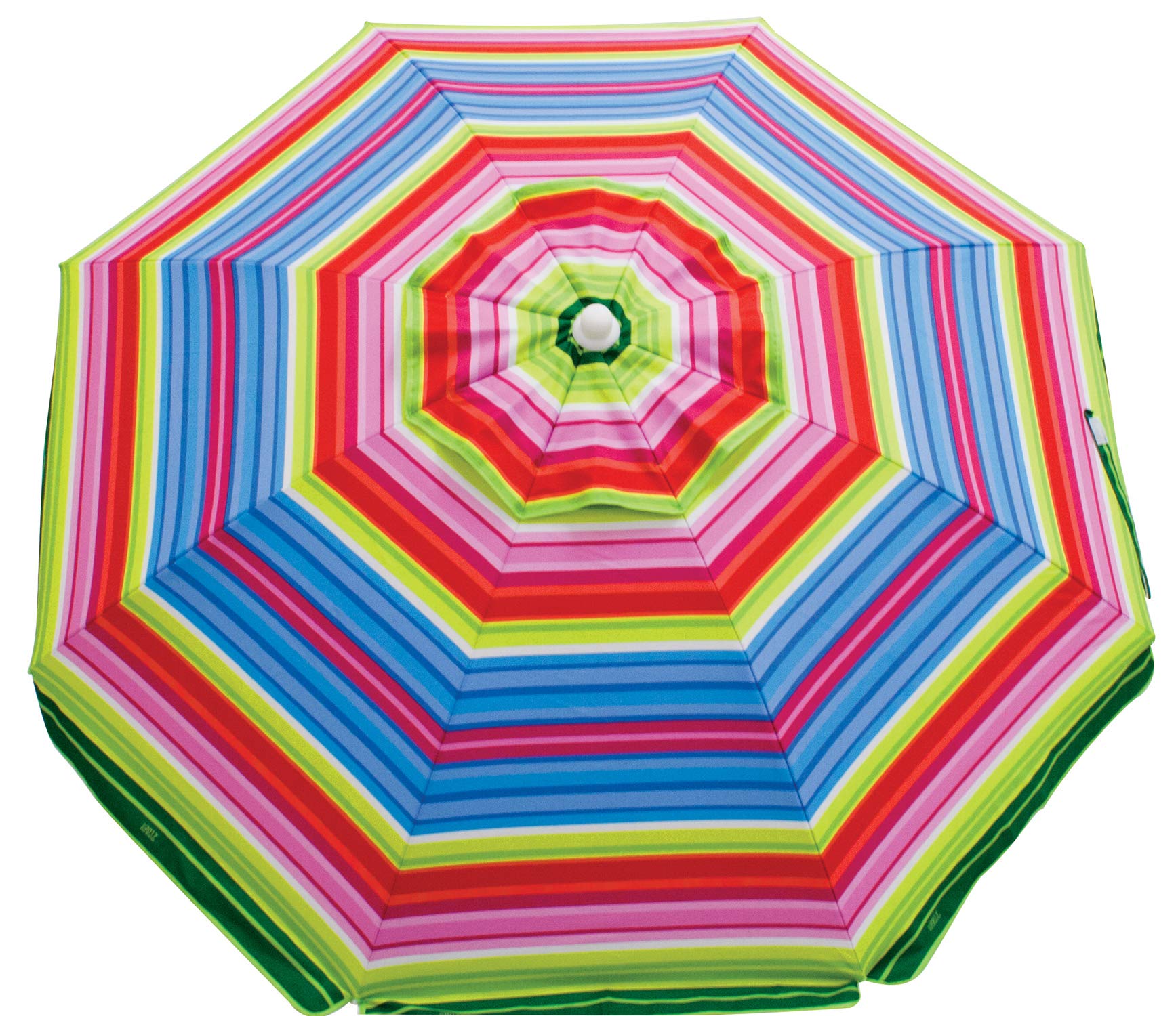 Rio Beach 7-Foot UPF 50+ Beach Umbrella with Built-in Sand Anchor and Folding Table-Blue Stripes