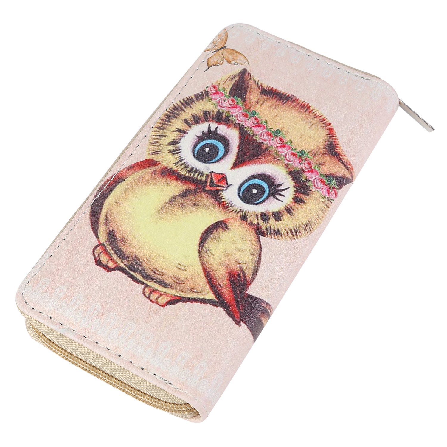 DonDon Women’s Purse Owl Sweet Beige Blue