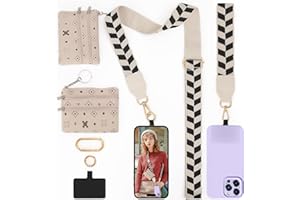 LOUXIFENG Clip and Go Strap for Women with Wallet Crossbody Phone Case String with Zipper Leather Pouch Adjustable Phone Chain Holder