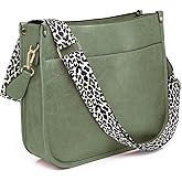 AUYOCO Vegan Leather Crossbody Bags for Women, Crossbody Purse with Guitar Strap Zipped Pockets Handbag Shoulder Bag