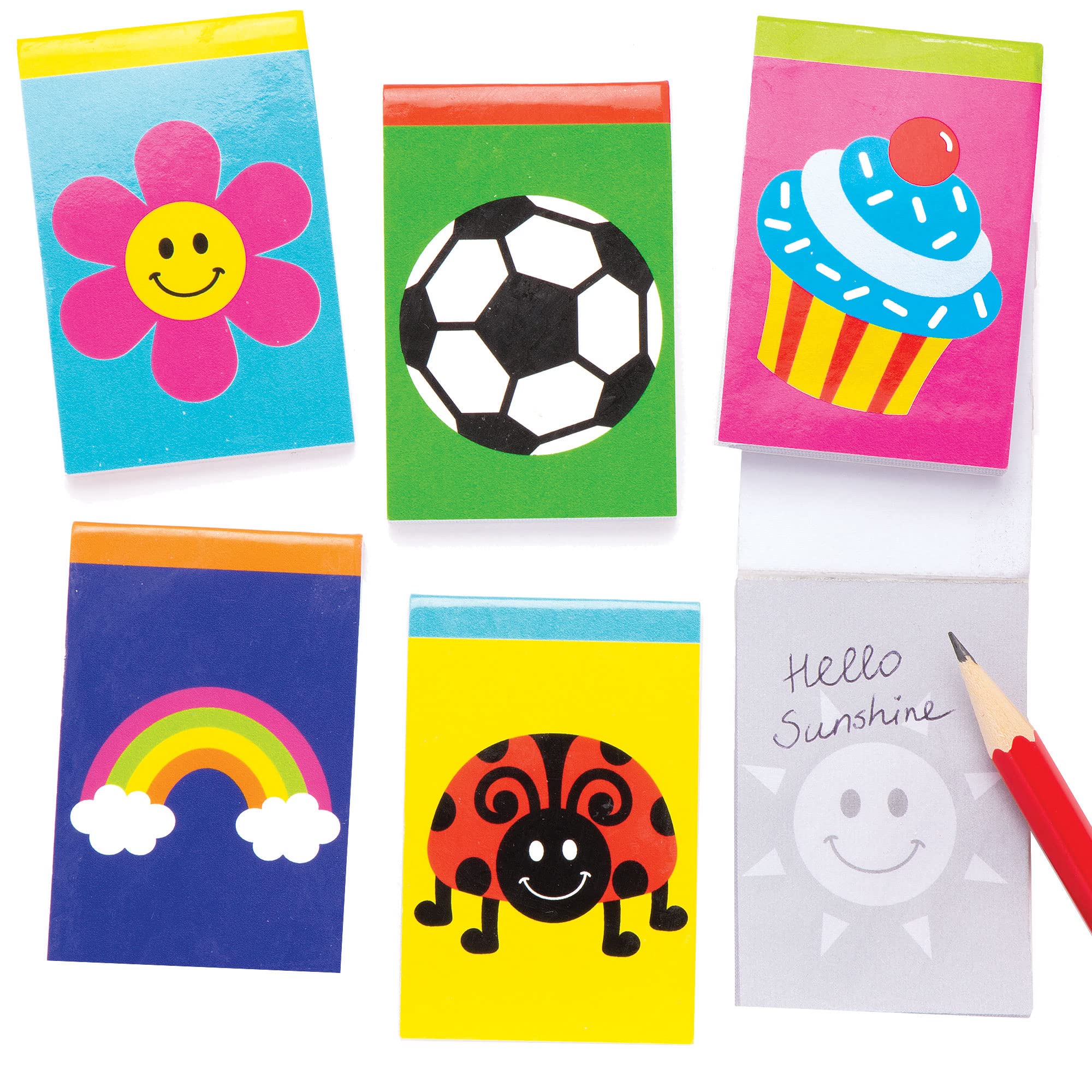 Baker Ross AW733 Novelty Notebooks (Pack of 12) Perfect for Goodie Bags, Party Favours, Pinata Filler or Birthday Present