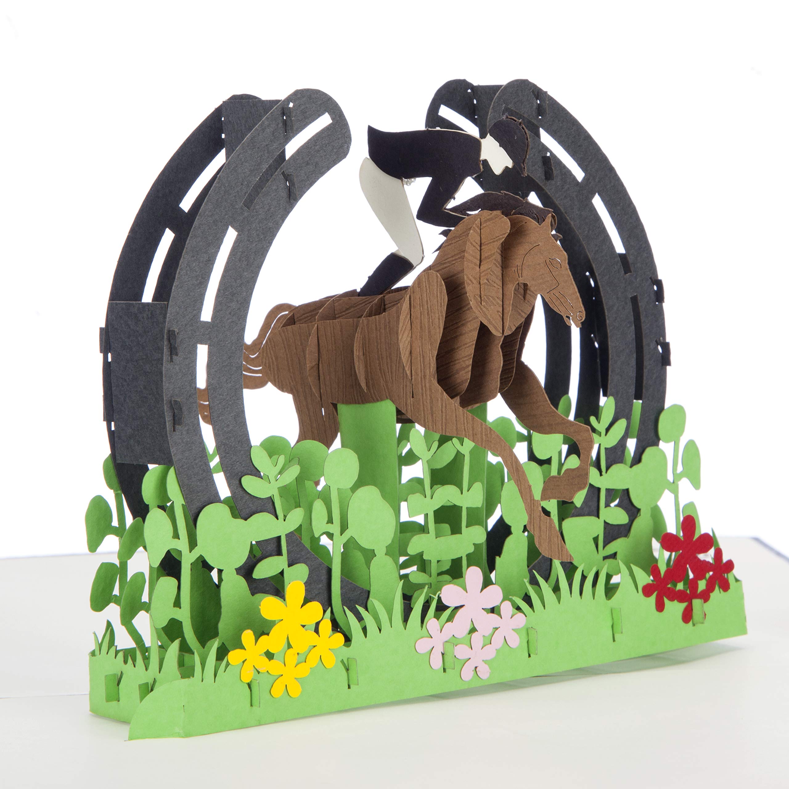 Cardology - Cross Country Equestrian Pop Up Card | Birthday Card for Horse Lovers, Mother's Day Cards, Friendship Cards | Handmade