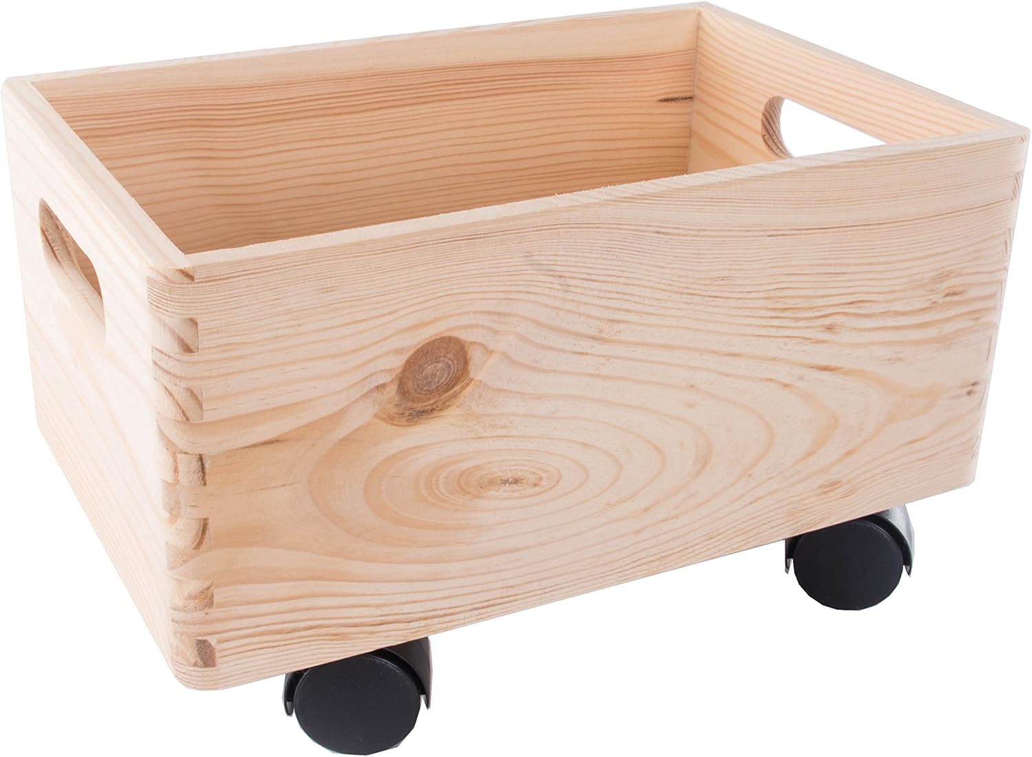 Kleine Holz stapelbar Aufbewahrung Box mit Griffen und Rollen