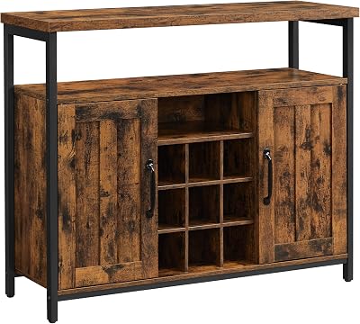 VASAGLE Storage Cabinet Sideboard Buffet Table with Wine Holder 100x35x81.4 cm
