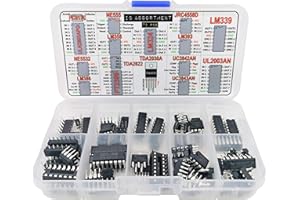 INTERSTELLAR ELECTRONICS IC Assortment Box 75 pcs, PC817c, NE555, LM358, LM324, JRC4558D, LM393, LM339, NE5532, LM386, PT2399, TDA2822, TDA2030A, UC3842AN, UC3843AN, ULN2803APG, ULN2003AN and Sockets