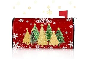 Blosssound Christmas Mailbox Cover Magnetic Standard Size 21 x 19 Inch, Winter Mailbox Cover Xmas Tree Decorative Post Letter Box Decor for Garden Yard Outdoor(Christmas Tree)