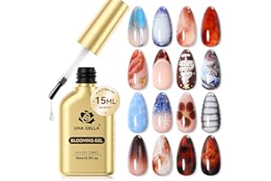 UNA GELLA Blooming Gel Nail Polish 15ml Super Clear for Spreading Effect U V/LED Needed Nail Blooming Gel for Marble Natural Stone Floral Print Watercolor Effect Design Soak Off Home DIY Salon