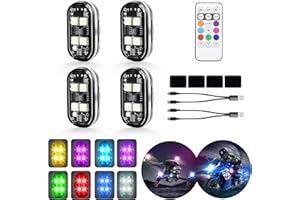 HISUMER 4-LED Wireless LED Strobe Lights with Remote Control, 4PCS High Brightness Wireless led Light 8 Color Waterproof Anti-Collision Warning Lights for Car Motorcycle Drone Truck Bike