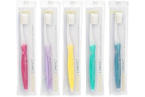 Nimbus Extra Soft Toothbrushes (Compact Size Head) Periodontist Design Tapered Bristles for Sensitive Teeth and Receding Gums, Individually Wrapped Plaque Remover Toothbrush (5 Pack, Colors May Vary)