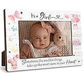 Cute First Christmas Baby Picture Frame - It's a Girl Gender Reveal Decorations and Baby Shower Gifts for New Mom Grandparent Pregnancy Announcement Newborn Nursery 4 X 6 Inch Picture Frame - A16