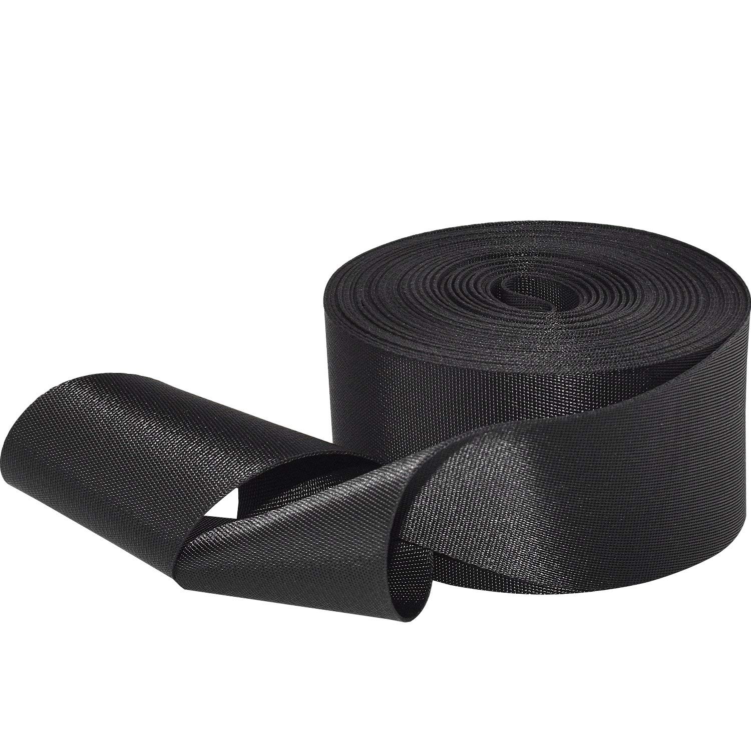 Flat Nylon Webbing 1 Roll 10 Yards 2 Inch Wide Strap for DIY Making Luggage Strap, Dog Leashes, Lawn Chairs, Hammocks, Towing, Outdoor Activities, Canoe Seat, Furniture, Slings (Black)